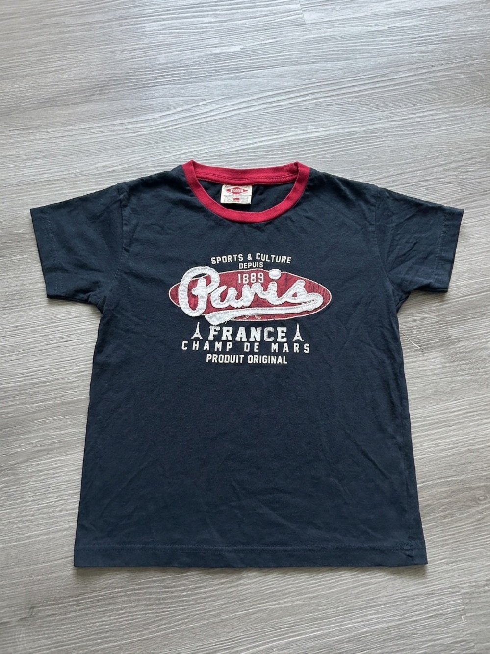 Vintage y2k Paris France Shirt Kids 6 Blue Champ De Mars Made In France